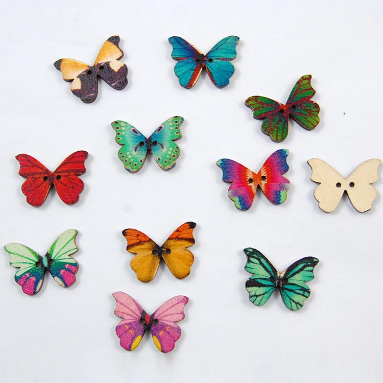 

10Pcs Mixed Color Butterfly Elephant Rabbit Charm Wood button Beads for Kids DIY Charms Jewelry Making Accessories Supplies