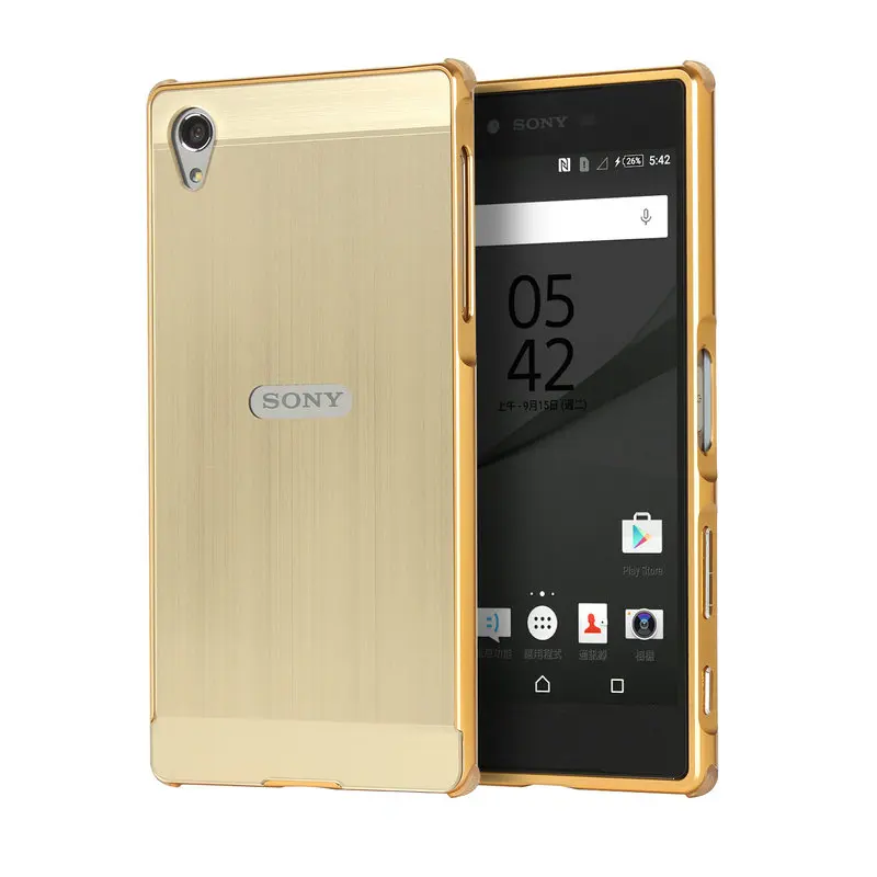 Роскошный Матовый металлический бампер для sony Xperia Z5 Premium Z5 Plus E6833 E6853 E6883 противоударный чехол - Цвет: Золотой