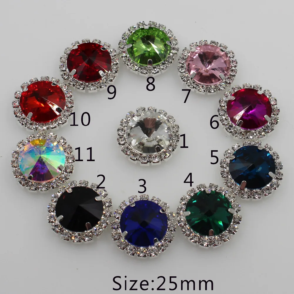 

NEW 10Pcs/Set 25MM Silver Round Rhinestone Buttons big Diamond Pearl Ribbon invitation Wedding Decoration DIY craft supplies