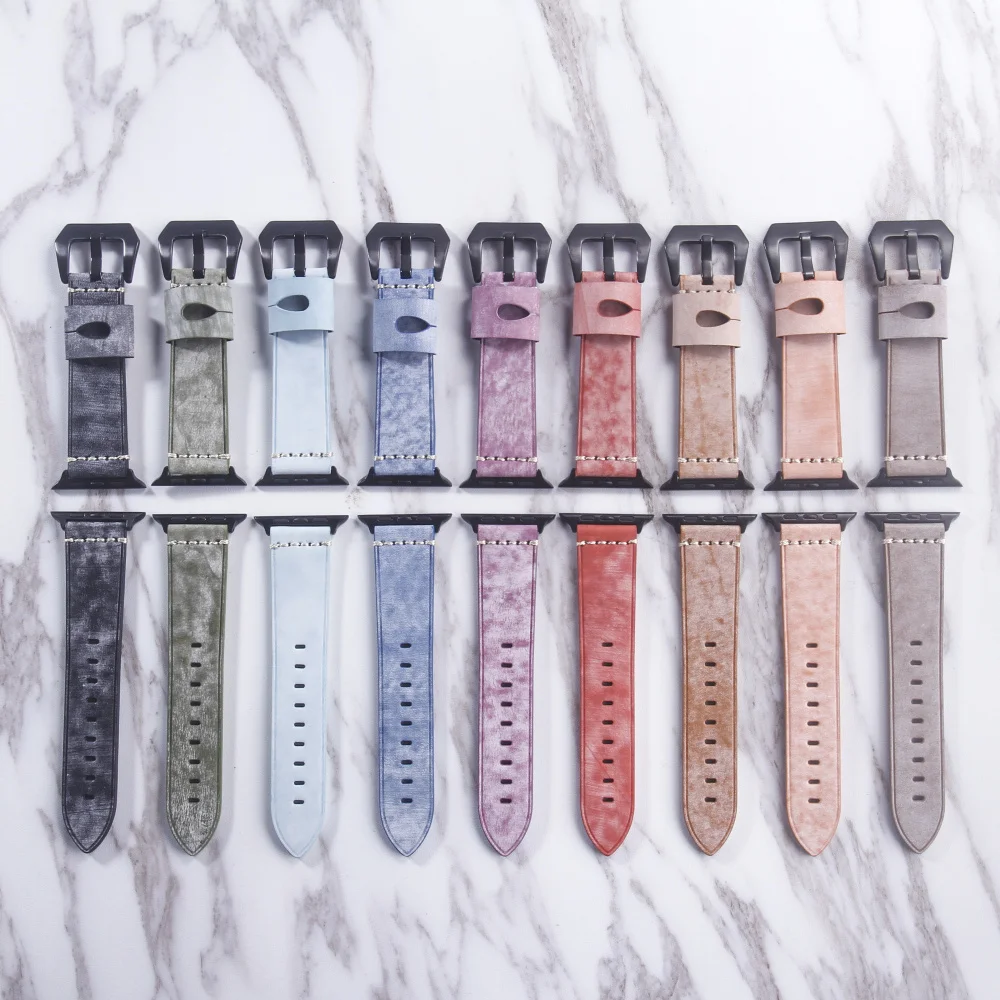 

Retro Handmade Real Leather Bracelet For Apple Watch Band 38mm 40mm 42mm 44mm Leather Watchband For iWatch Strap Series 1 2 3 4