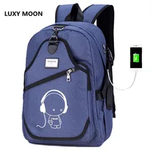 Top Quality Men Women’s Schoolbags Luminous USB Interface Charging Large Capacity Waterproof Computer Double Shoulder Bag