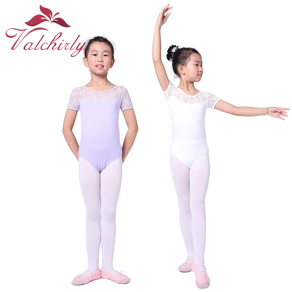 

Very Cute Girls Ballet Laces Gymnastic Dress Dance Costume Short Sleeves Gymnastics Leotard