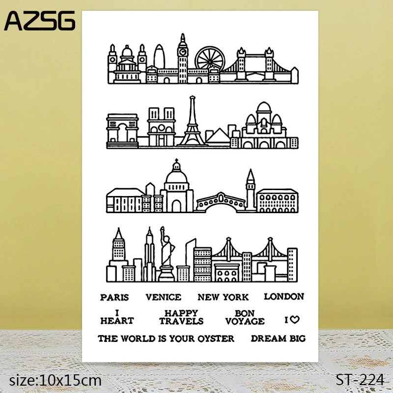 

AZSG Famous City Buildings Clear Stamps/Seals For DIY Scrapbooking/Card Making/Album Decorative Silicone Stamp Crafts