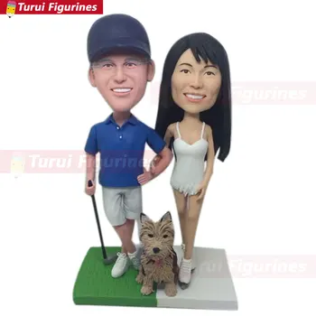 

Golfer Wedding Topper Skater Wedding Custom Personalized Golf Wedding Cake Topper Clay personalized bobblehead figurines statue
