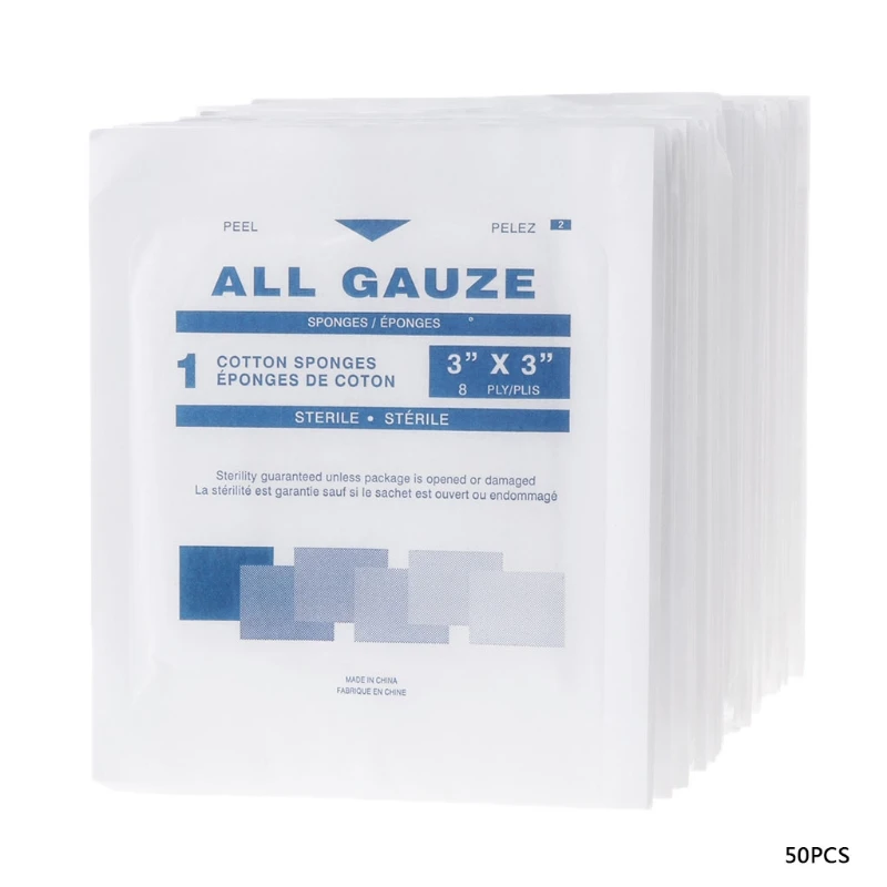 50Pcs Sterile Gauze Pads 3x3'' Non Stick Medical Absorbent Cotton Healthin Safety & Survival