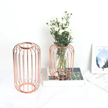 

Nordic Style Luxury Transparent Glass Vase Creative Hot Metal Culture Flower Arrangement Living Room Home Decoration