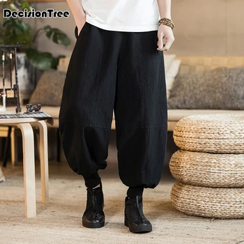 

2019 men's yoga pants loose harem pant linen trouser for pilates relaxation wear around house nepal style