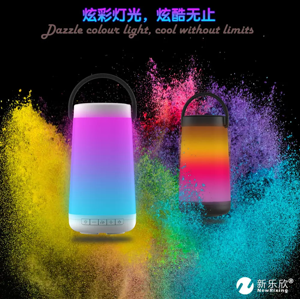 

Colorful Portable Bluetooth Speaker Lamp Support AUX FM Radio TF Card USB Powerful Wireless 5W Speaker With Microphone For Phone