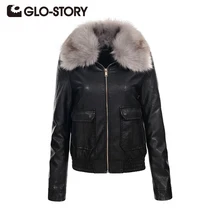GLO-STORY, женская модная куртка с меховым воротником, пальто, зимнее уличное черное пальто из искусственной кожи, женская верхняя одежда из искусственной кожи 5067