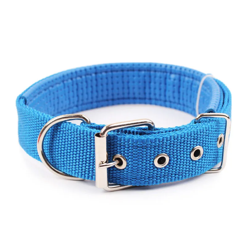4 Color 5 Size Comfortable Adjustable Nylon Strap Dog Collar For Small And Big Pet Dogs Collars 45-70cm Length RedBuleBlackArmy Green