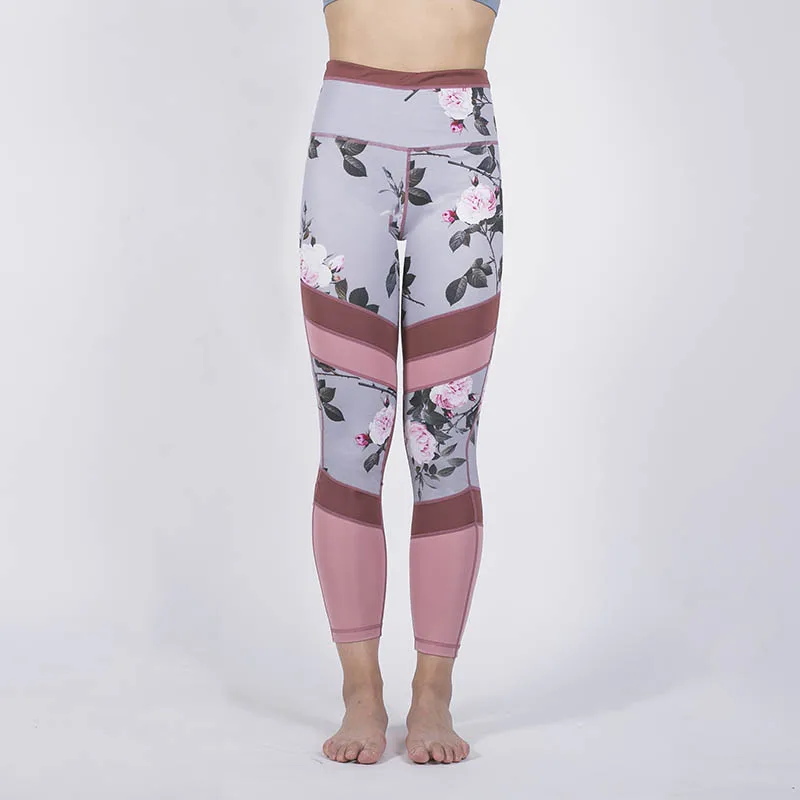 Women Leggings Flower Printing Leggings Pants Slim Elastic Fitness Leggings Female Patchwork Push Up Jeggings Sports Women Pants - Цвет: NS-6050