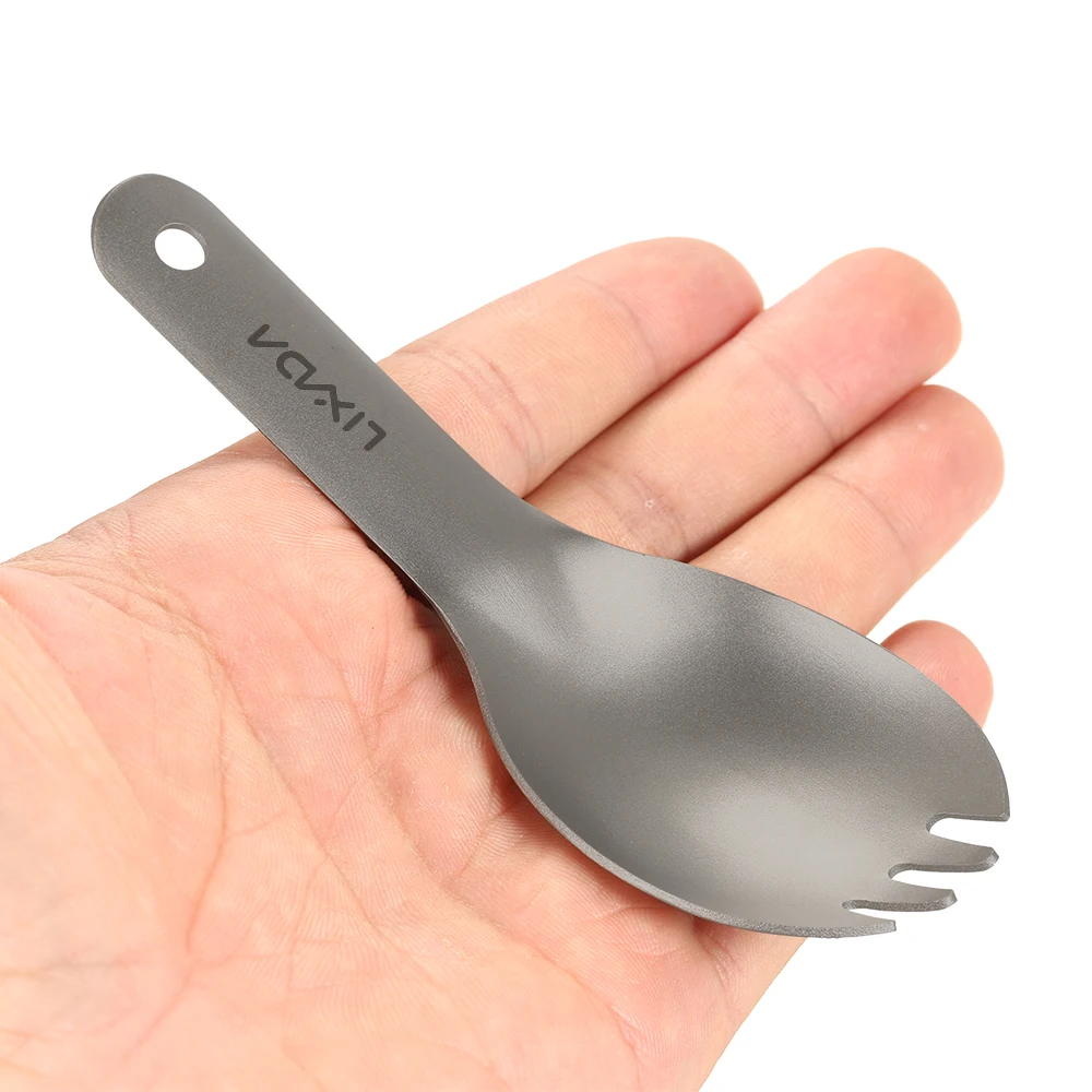 Lixada ложка Spork короткая ручка Титановая Ложка Сверхлегкая детская ложка для улицы кемпинга Столовые приборы для пикника Посуда