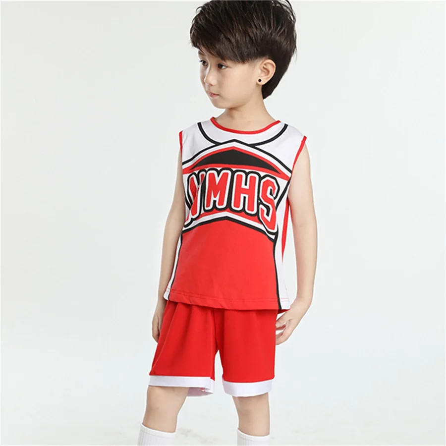 110-170 см баскетбольная футбольная игра без рукавов, Детская школьная форма, детская юбка для мальчиков и девочек, танцевальные костюмы для