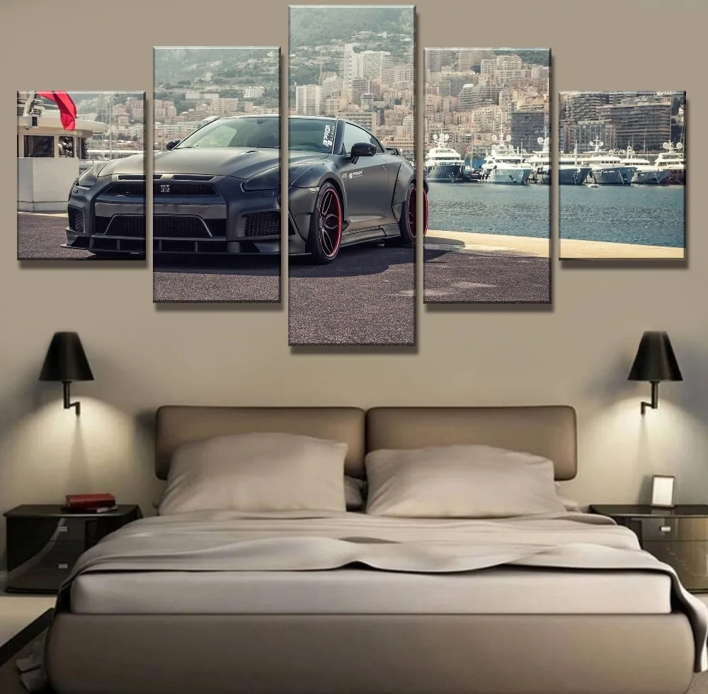 

Modular 5 Piece Nissan Gtr Widebody Car Poster Painting Canvas Wall Art Picture Home Decoration Living Room Canvas Painting