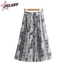 Летние женские повседневные плиссированные юбки Sakle с принтом кожи, женская уличная одежда с высокой талией и животным принтом, Boho Faldas Mujer Moda