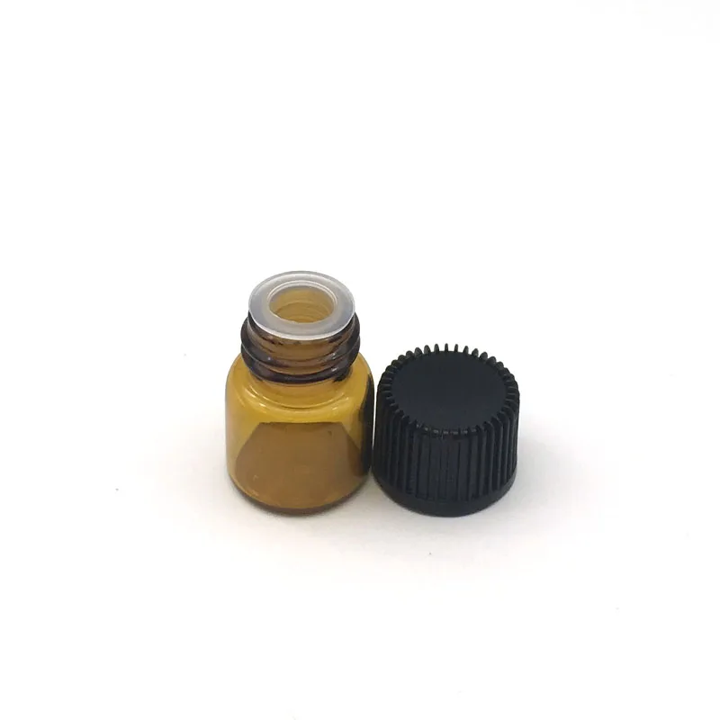 10pcs 1ml Small Amber Essential oil Glass Bottle With No Hole Screw Cap Mini Empty Wishing Vials