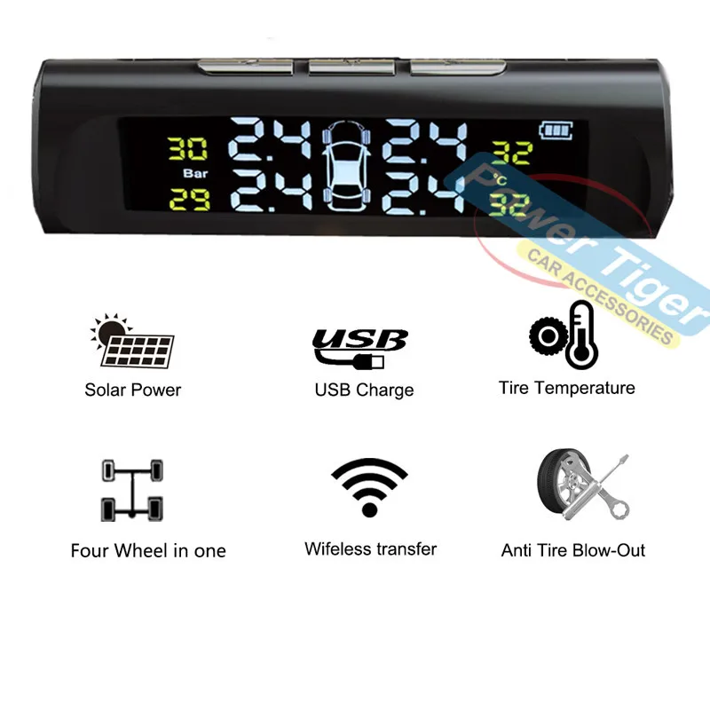2017 New Solar Power TPMS Wireless Tire Pressure Monitoring System With LCD color display 2017 New Solar Power TPMS Wireless Tire Pressure Monitoring System With LCD color display