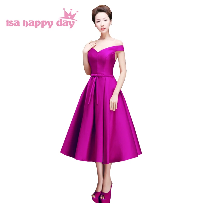 Special Occasion Bridesmaids Sexy Off The Shoulder Tea Length