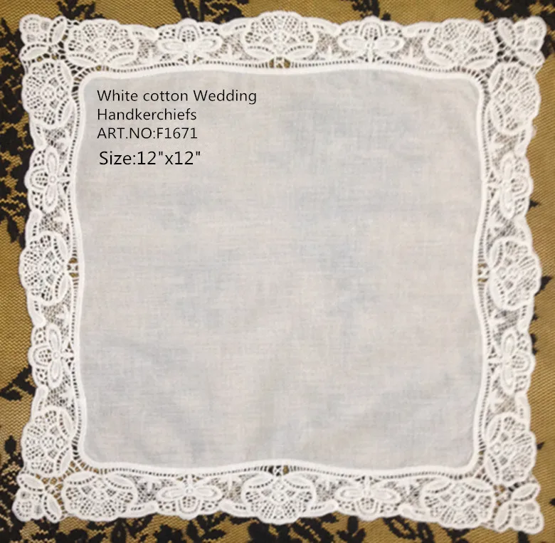 12 шт/лот Модные женские носовые платки 1" x12" белый хлопок свадебный вышитый носовой платок кружевные края Hankies для невесты