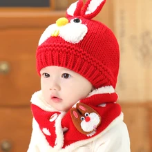 2 piece set hat and scarf set baby winter cap rabbit knit beanie bonnet warm hats