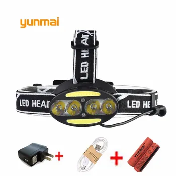 

yunmai 9000lm T6 Led Sensor Motion Sensing Headlamp zoom Waterproof Headlight Head Light Lamp Flashlight Torch 18650+battery M24