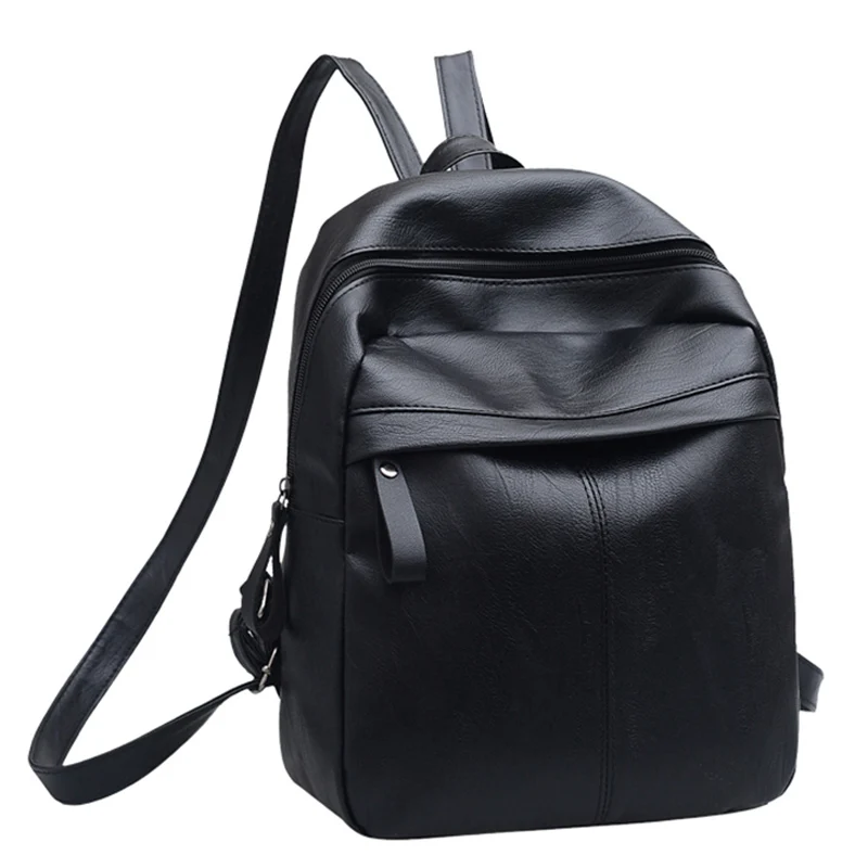 

PU Leather Women Backpack Women Bag Solid Small Female Zipper School Bags For Teenager Girls Casual Preppy Style Black Backpacks