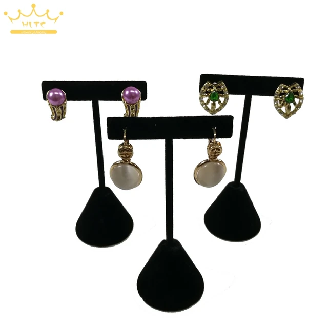 2 Size Black Velvet Tree T Bar Earrings Stand Holder Jewelry Rack 2 Size Black Velvet Tree T Bar Earrings Stand Holder Jewelry Rack Display Organizer Storage Showcase