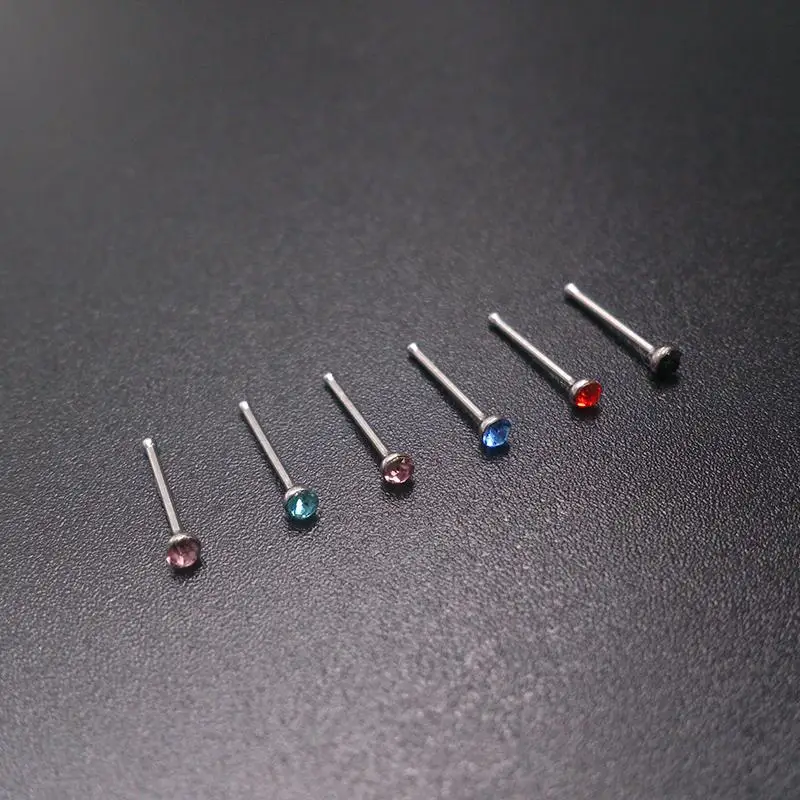 

60pcs/lot Minimal Crystal Screw Hole Head Stainless Steel Ball Mixed Colors Lip NoseTongue Ring Ear Belly Eyebrow Body Piercing