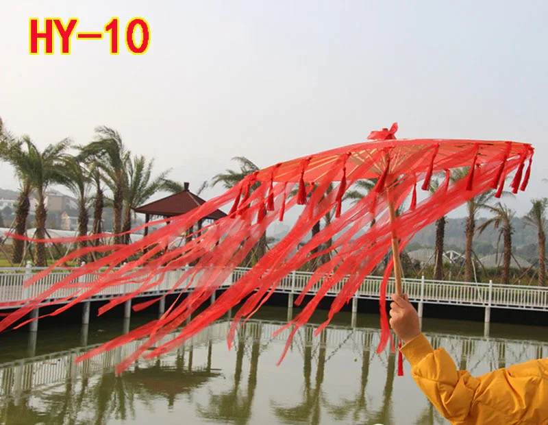 Реквизит зонтик для женщин лента кисточки древний костюм зонтик Cheongsam Hanfu шоу Зонтик Классический шелковый танец зонтик - Цвет: red ribbon fringe