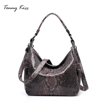 

Tonny Kizz women handbag shopping bag PU leather shoulder bags serpentine prints ladies casual tote bags large capacity hobos