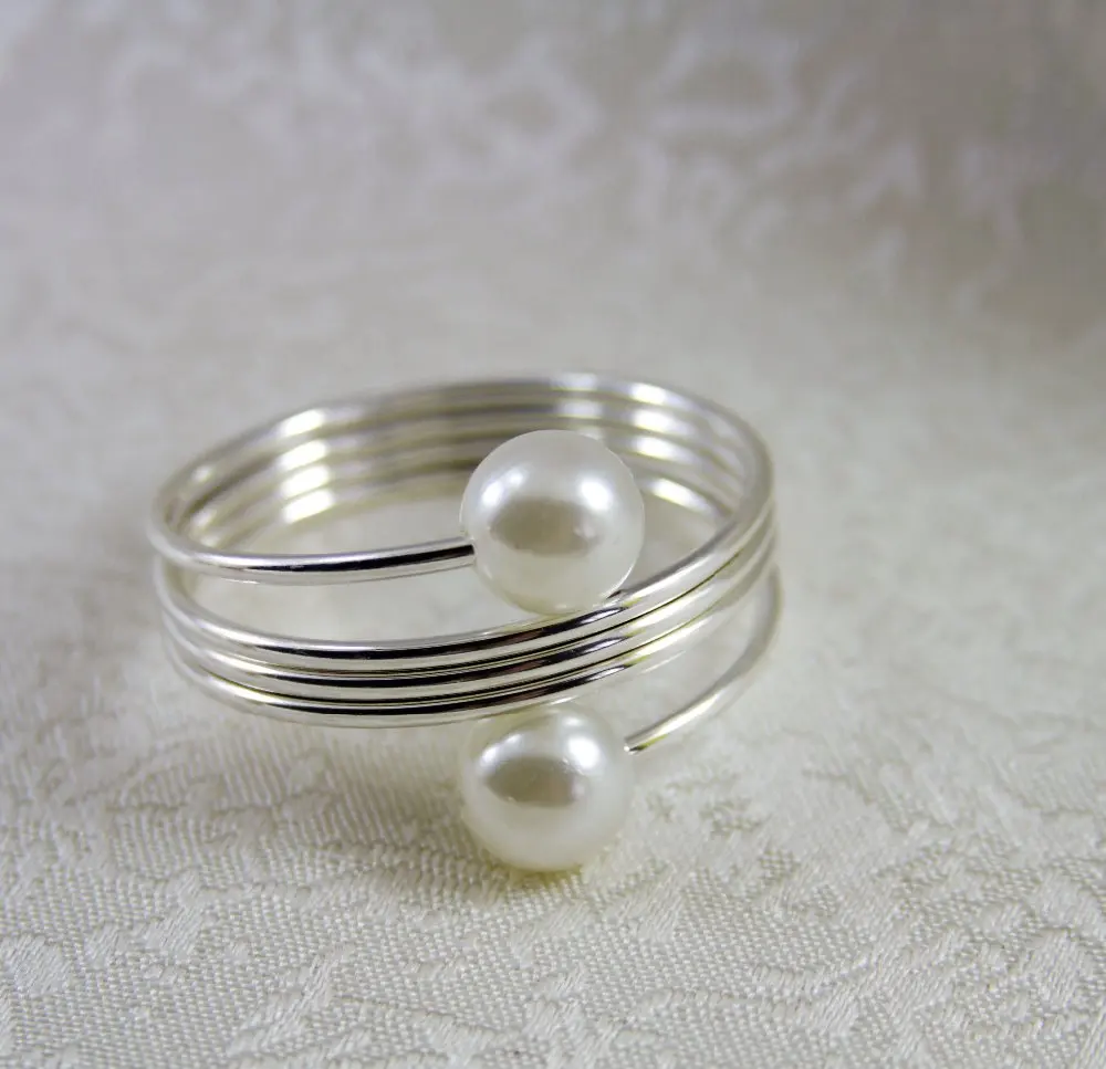 

qn17032002 white pearl flower napkin rings beaded wedding wholesale, napkin holder,