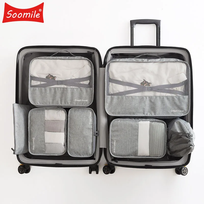 

7 Pcs/Set Portable Luggage Travel Bag Ladies Clothes Underwear Sorting Organizer Large Capacity Packaging Cube Tote Accessories