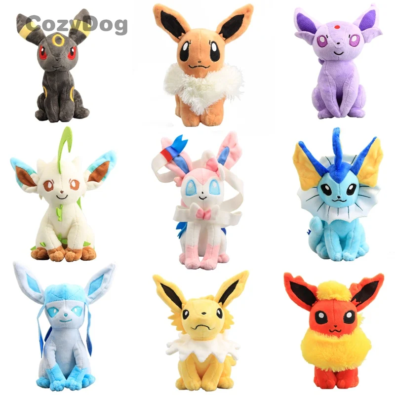 Эволюция Eevee sisting Sylveon Umbreon Espeon Leafeon Vaporeon Glaceon плюшевые игрушки куклы мягкие