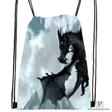 Изготовленная на заказ eragon-dragon-походная сумка на шнурке для мужчин и женщин милый рюкзак для детей(черная спинка) 31x40 см#20180611-03-155