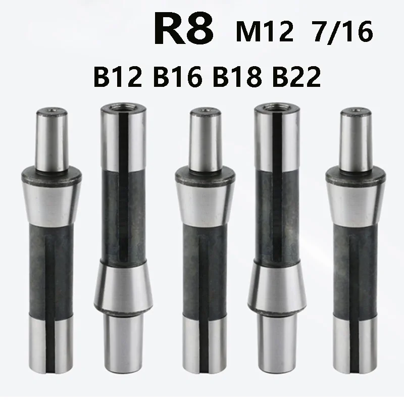 

1pcs R8B12 B16 B18 B22 M12 7/16 Turret Milling Machine R8 Drill Connector Drill Chuck Connector