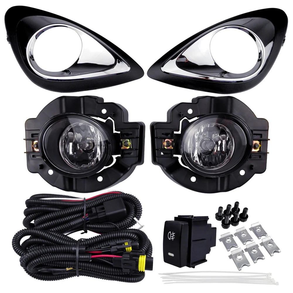 For NISSAN MICRA MARCH Fog Light Assembly Car Lights ABS Plastic 4300K Yellow 12V 55W Halogen Lamp Accessories Plating