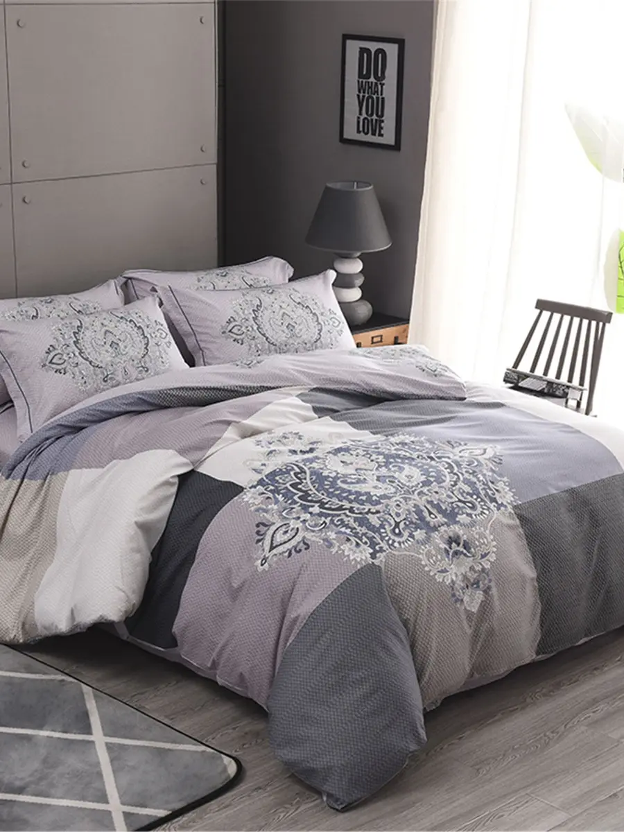 

4Pcs Bedclothes Set Solid Color Modern Simple Style Soft Bedding Set