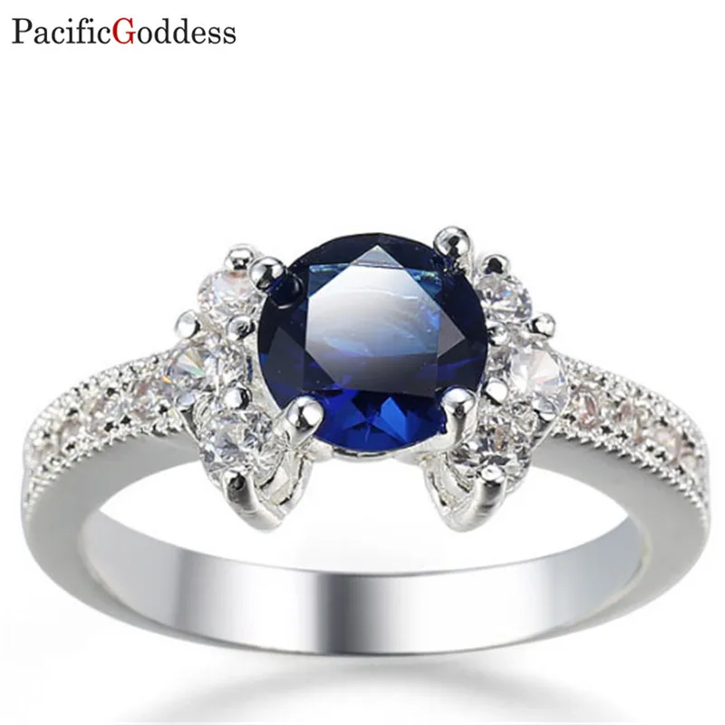 

pacificgoddess Fashion Luxury Women Engagement Jewelry Silver Color Full Round Zircon Female Wedding zircon ring wedding ring