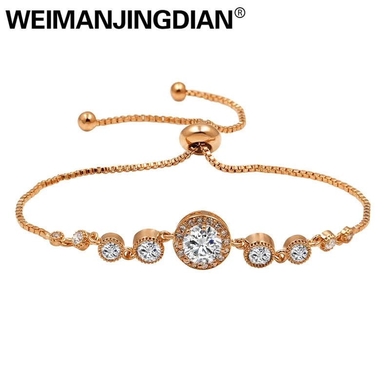 

Fashion Women 2017 Prong Setting Cubic Zirconia Round Shaped Bracelets Bridal Wedding Jewelry Gift