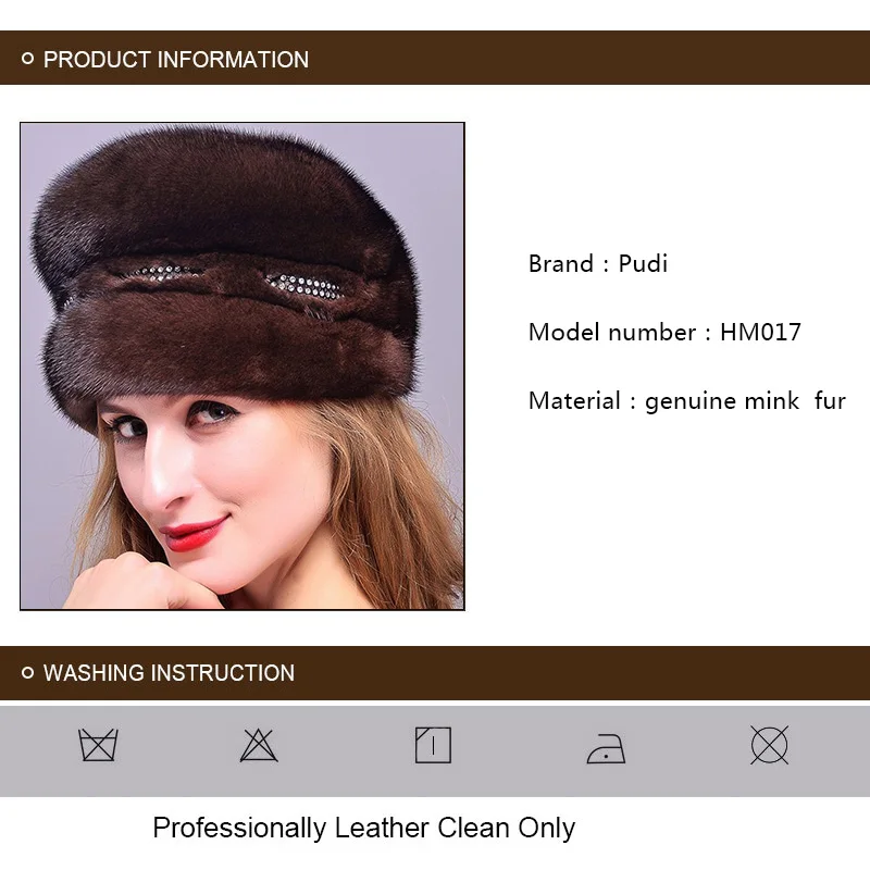 HM017 Натуральная норки меховая шапка зимние шапки для женщин целый кусок норки шапки зимние Кепки