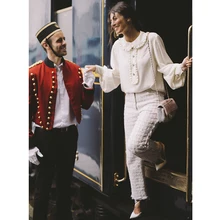 2018 nouveau r&eacute;tro collier de poup&eacute;e en bois oreille lanternes manches Lourd chemise de soie &Agrave; manches Longues de Haute qualit&eacute; temp&eacute;rament(China)