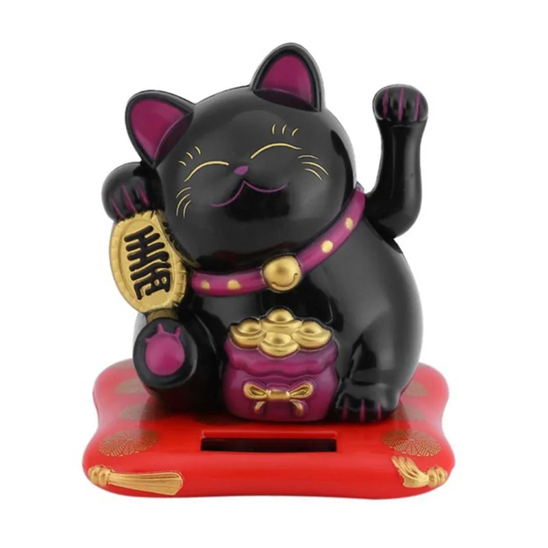 Модный черный/белый Maneki Neko на солнечных батареях, радушный Кот, удача для дома, автомобиля, отеля, ресторана, украшения, Ремесло