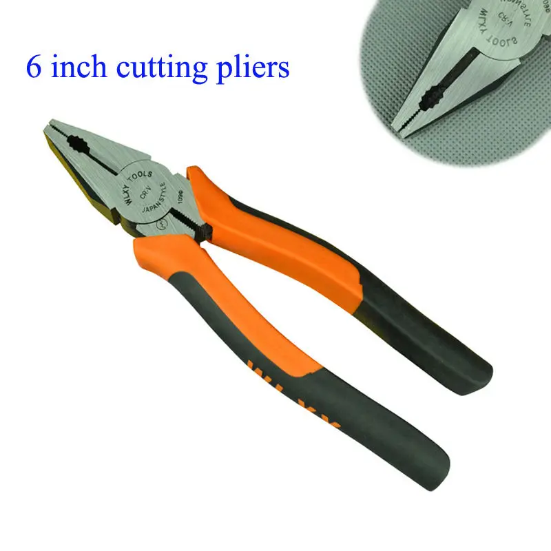 

6 Inch Cutting Pliers Hand Tools Pincer pliers and Orange Black Handle wire-cutter WLXY brand electrical tool clamp