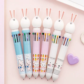 

1Pc 10 Colors In 1 Ballpoint Pens Kawaii Multicolor Ball Pens Cute Rabbit Pens For Kid School Office Supplies Novelty Stationery