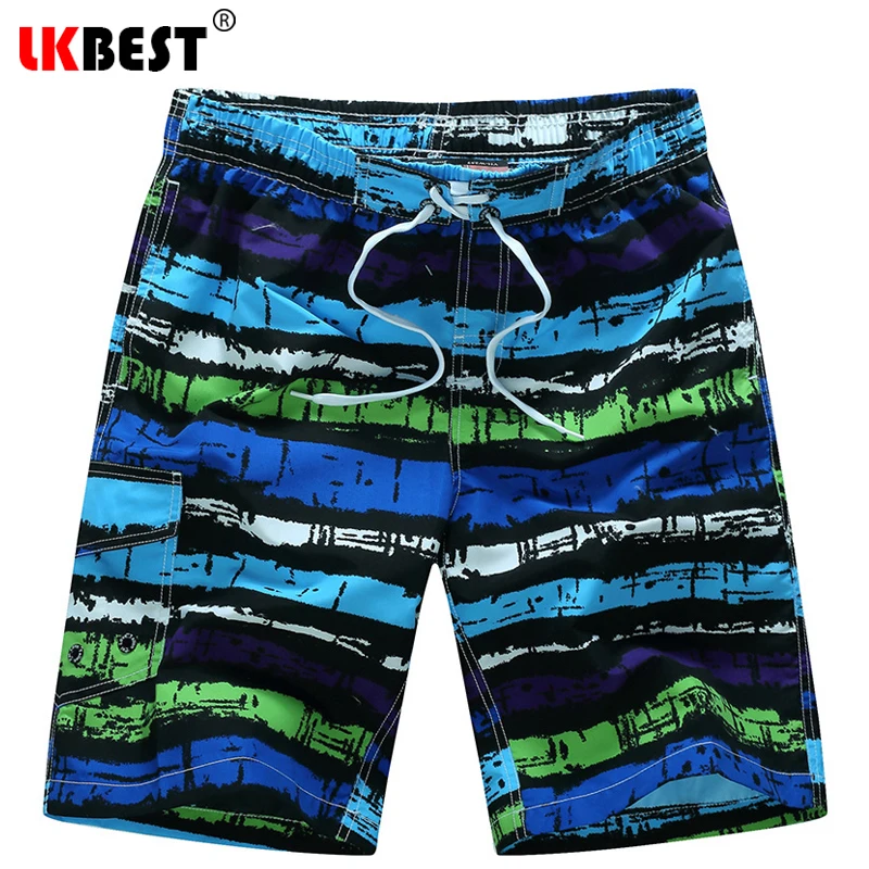 LKBEST New mens board short mesh lining Striped men's beach short quick