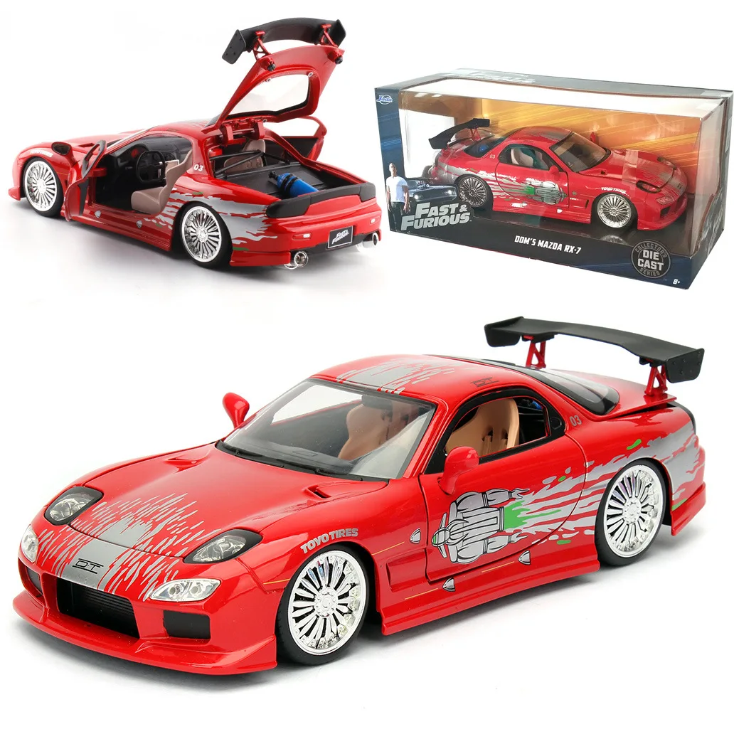 

JADA 1/24 Scale Car Model Toys Fast & Furious Dom's MAZDA RX-7 Diecast Metal Car Model Toy For Collection,Gift,Kids