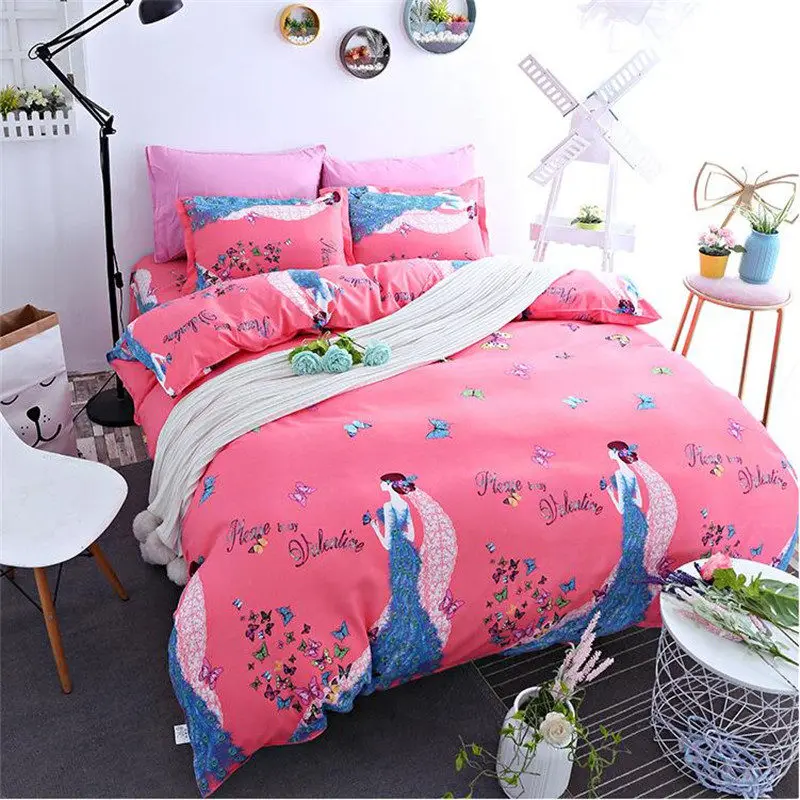 

Cartoon Pink Flamingo Bedding Sets 3/4pcs Geometric Patternbed Linings Duvet Cover Bed Sheet Pillowcases Cover Set XHS0013