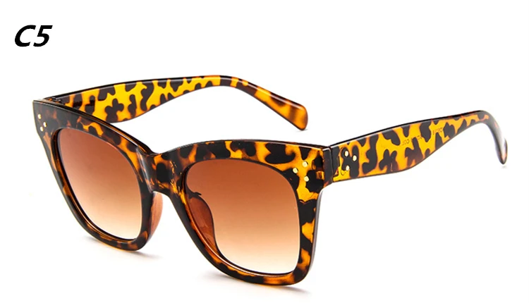 Роскошные прямоугольные солнцезащитные очки для женщин фирменный дизайн ретро красочные прозрачные Модные солнцезащитные очки «кошачий глаз» женские очки UV400 - Цвет линз: C5