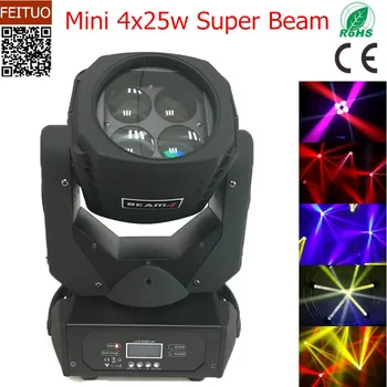 

2pcs/lot Super Power 4x25w Beam Wash Moving Head Light LED Colors Mini Beam Stage Show DJ Disco Lighting DMX Rotation Auto Lamp