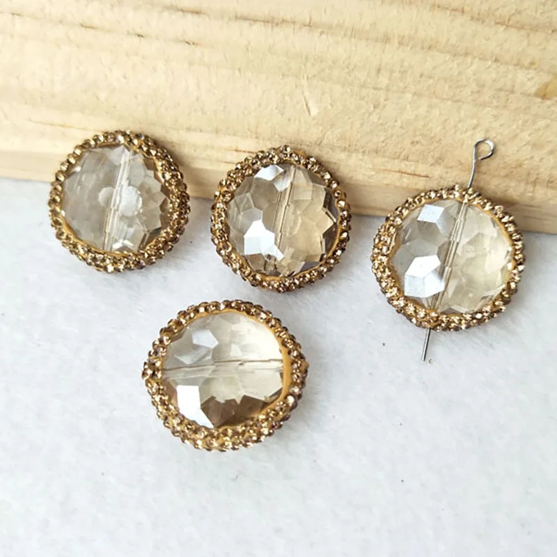 

10Pcs Faceted Crystal Glass Loose Beads pave rhinestone Spacer Connector Beads Jewelry Finding BD261